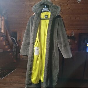 UGG Kids' Charcoal Coat with Bright Yellow Lining